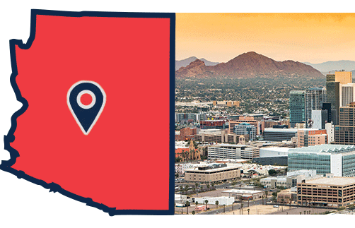 A graphic showing the location of our Phoenix, AZ, truck driving school