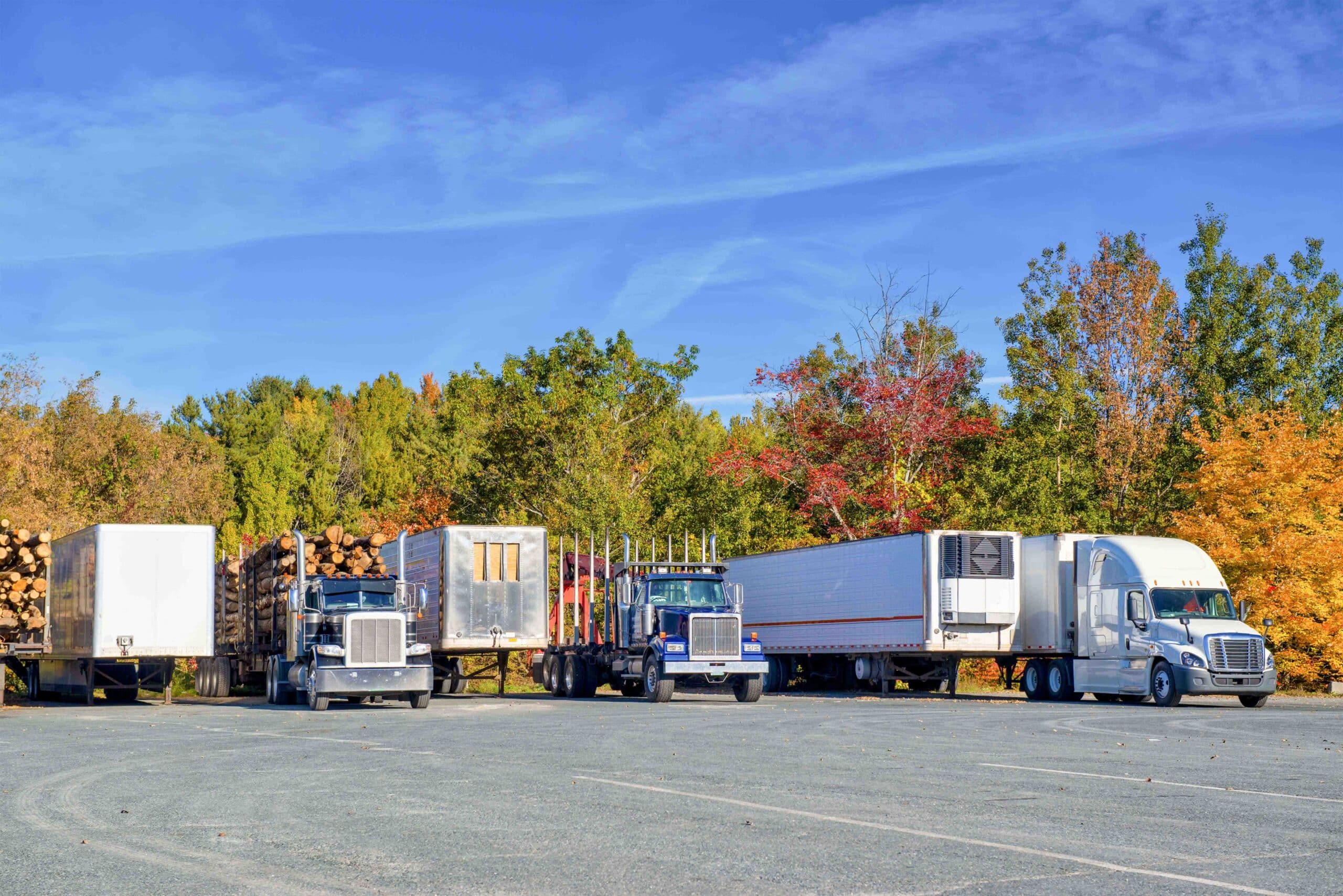 A group of trucks equipped with the latest trucking technology